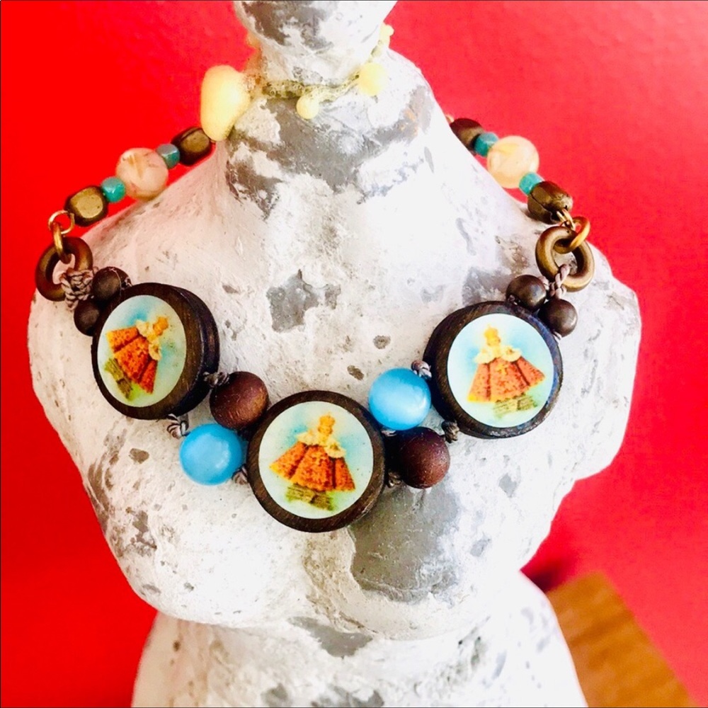 Handcrafted Wood Beaded Saint Bracelet